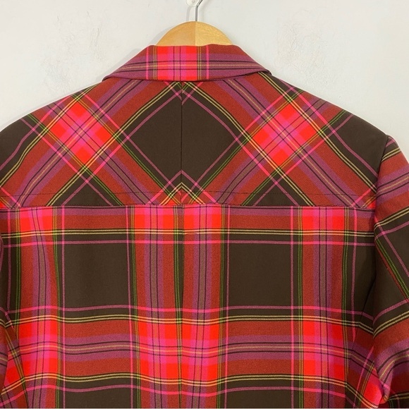 MR TURK Plaid Blazer Red Black Lapel Sport Coat 38 - Picture 6 of 14